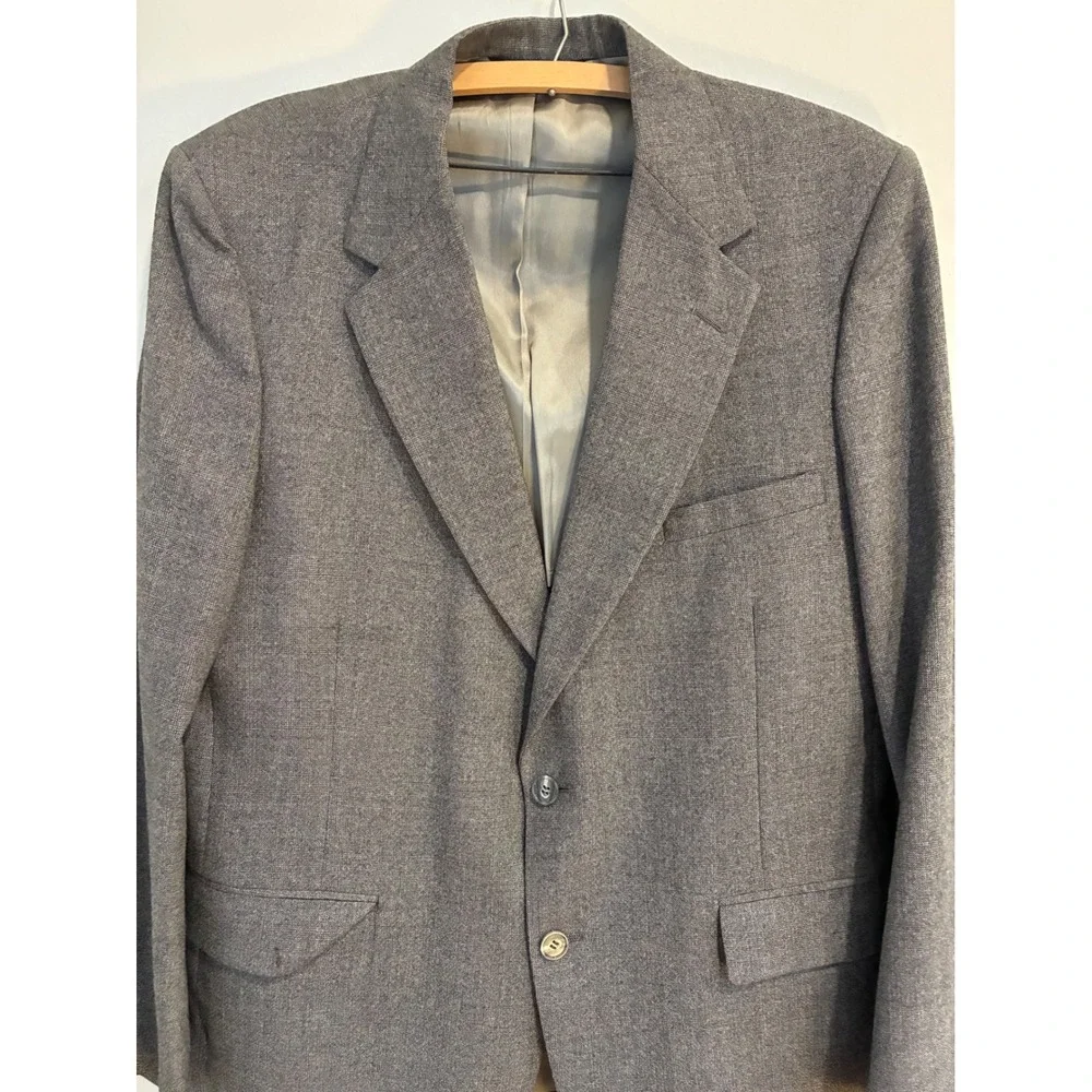 Vintage Johnny Carson Man In Wool Gray‎ Blazer Jacket, 100% Pure Wool Size 42R